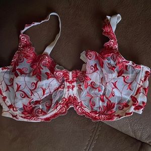 Soma Sensuous Lace Unlined Bra Red & Pink
